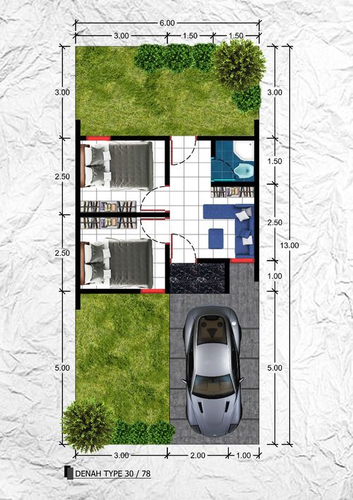foto denah rumah tipe 30 perumahan MANDALA PERMAI