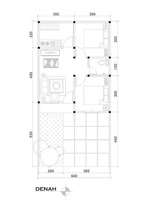 foto denah rumah tipe 40/72 perumahan VILLA BUKIT SAKURA