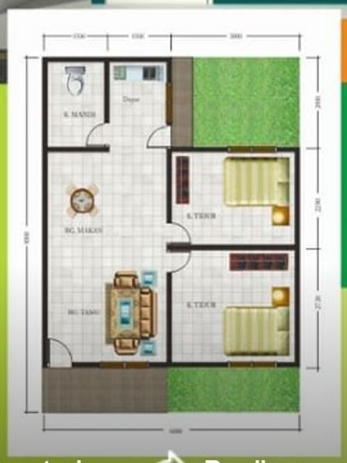 foto denah rumah tipe 36 perumahan PADANG AUA PERMAI