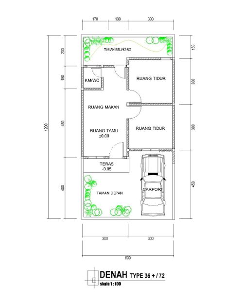 foto denah rumah tipe 36/72 perumahan ANDI CACO RESIDENCE 2