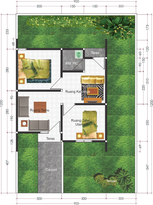 foto denah rumah tipe 36/108 perumahan MUTIARA ZARINDAH GORONTALO