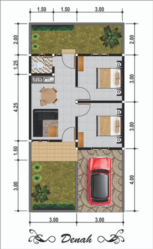 foto denah rumah tipe 36/72 perumahan Permata Indah