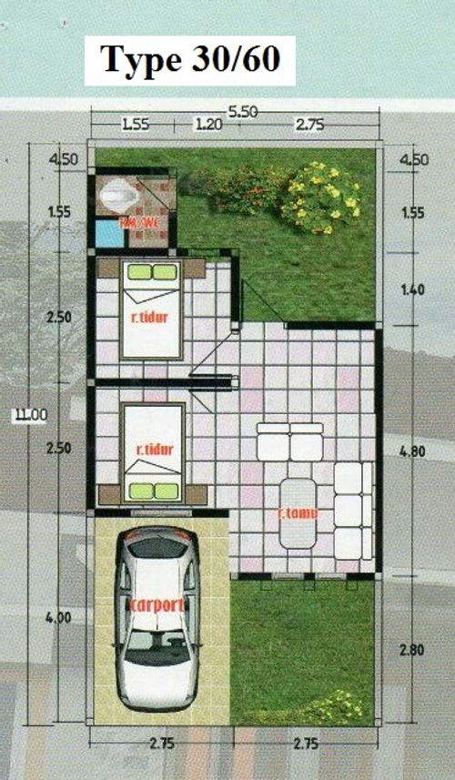 foto denah rumah tipe 30/60 perumahan Perumahan Bukit Pringapus