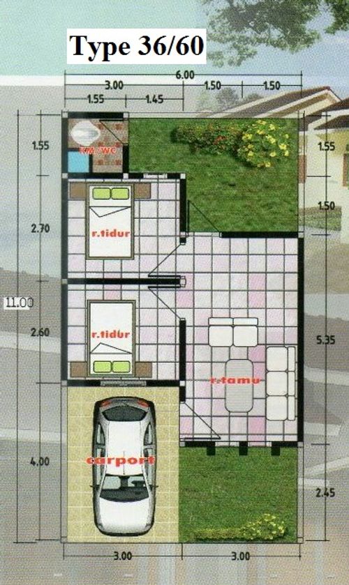 foto denah rumah tipe 36/60 perumahan Perumahan Bukit Pringapus
