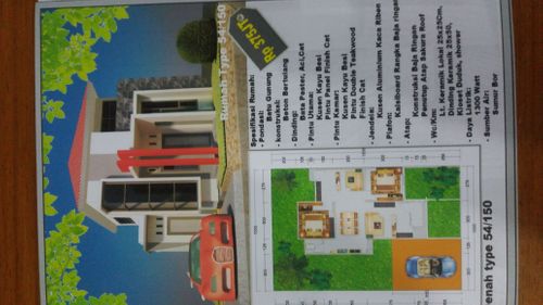foto denah rumah tipe 54/150 perumahan Aimo Permai