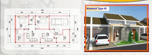 foto denah rumah tipe 45 perumahan Bukit Pelangi Residence