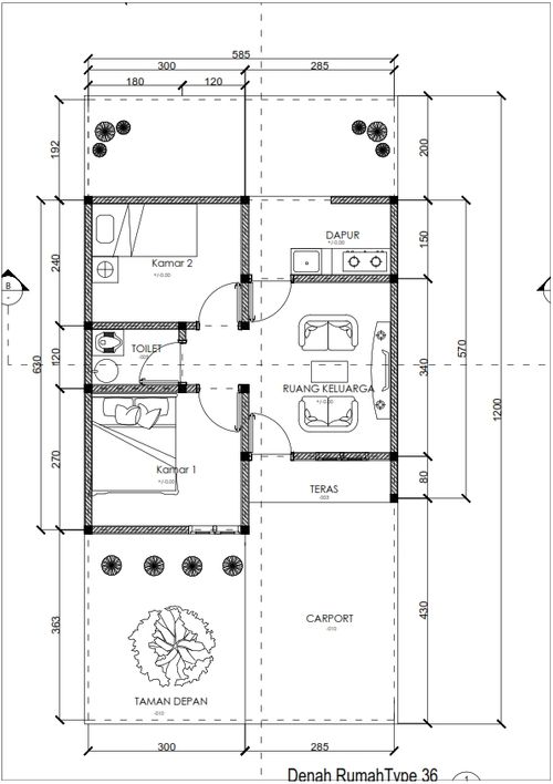 foto denah rumah tipe 36/72 perumahan Bris Residence