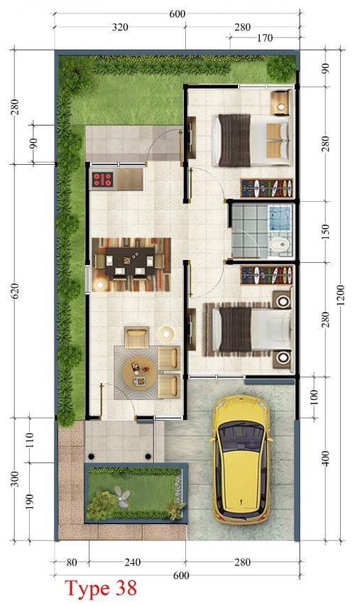 foto denah rumah tipe 38 perumahan GOLDEN LAND REGENCY