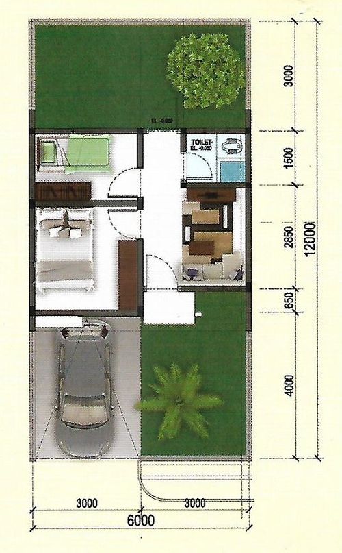 foto denah rumah tipe 28/72 perumahan KOMPLEK. PERUMAHAN KOTAMAS MARINA  