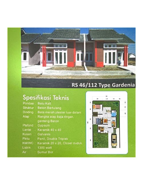 foto denah rumah tipe RS 46-112 perumahan Perumnas Pesona Cirebon Regency