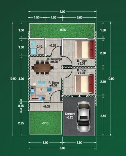 foto denah rumah tipe 36/60 perumahan Shamara sumbang 2