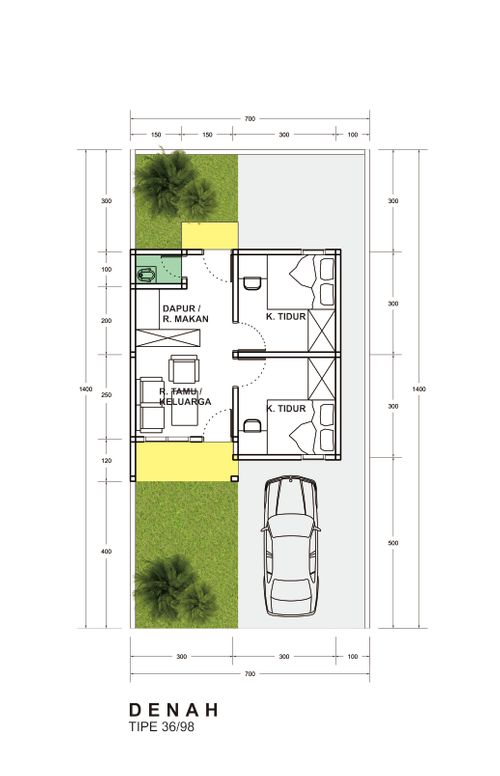 foto denah rumah tipe 36/98 perumahan GRAHA ALAM RESIDENCE