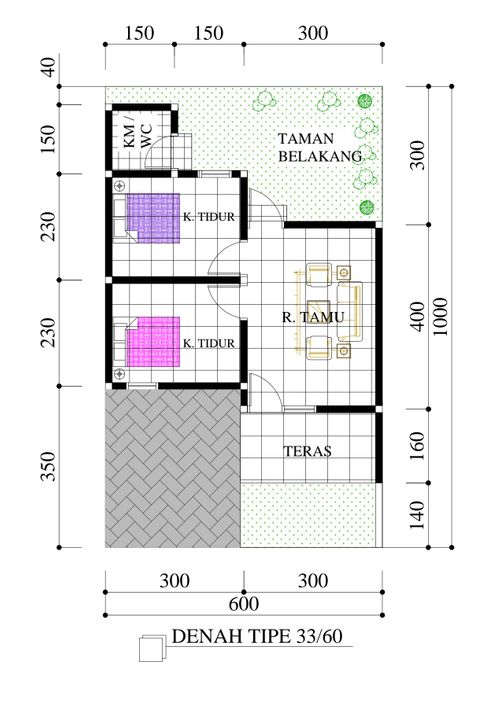 foto denah rumah tipe 33/60 perumahan GRAHA NIRWANA RESIDENCE