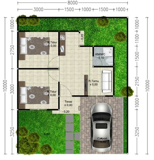 foto denah rumah tipe 36/80 perumahan SEMANGGI GRAND CITY