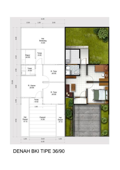 foto denah rumah tipe 36/90 perumahan Bumi Karya Indah