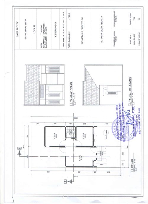 foto denah rumah tipe 36/72 perumahan PERUMAHAN GRAHA TEGALBESAR