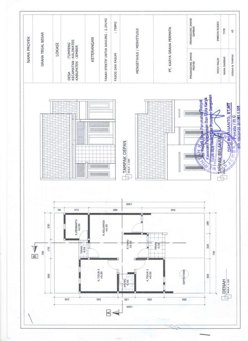 foto denah rumah tipe 45/90 perumahan PERUMAHAN GRAHA TEGALBESAR