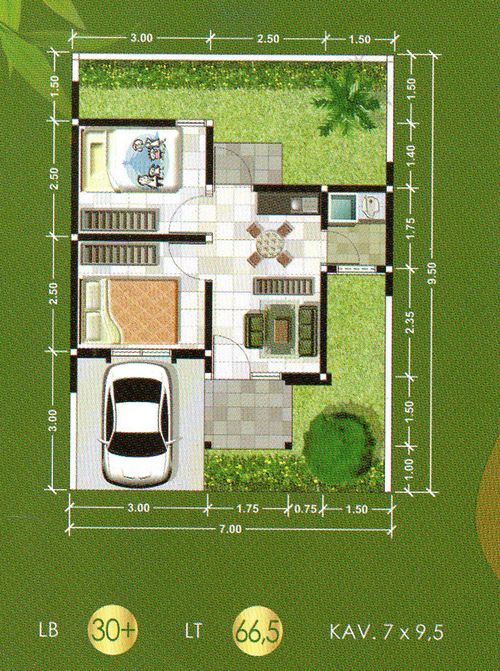 foto denah rumah tipe 30/66 perumahan GRAND KENCANA MOJOKERTO