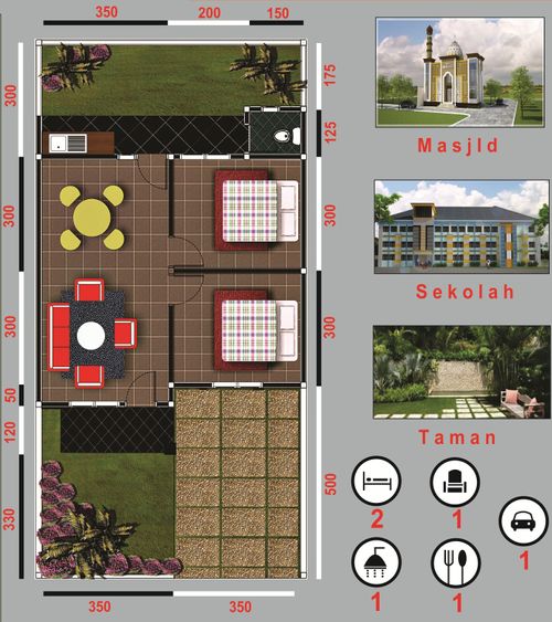 foto denah rumah tipe 48 KOMERSIL perumahan PURI SANJAYA 