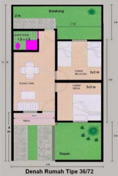 foto denah rumah tipe 36 perumahan Panorama Bukit Halimpu 3