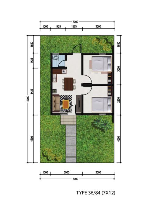 foto denah rumah tipe RST 36/84 TBA perumahan Perumnas Haluoleo