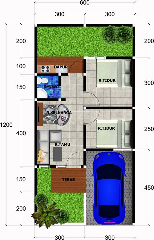foto denah rumah tipe 30/72  perumahan PAJARAKAN LAND 4 PLUS
