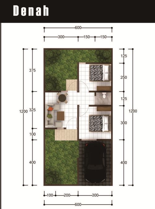 foto denah rumah tipe 32/72 perumahan BUKIT BUNGA RESIDENCE