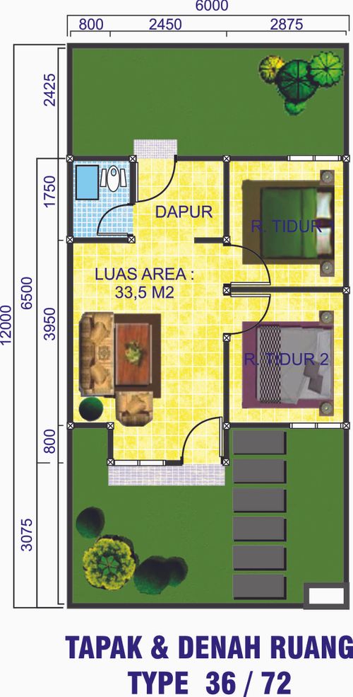 foto denah rumah tipe 36/72 perumahan Grand Awn 2 
