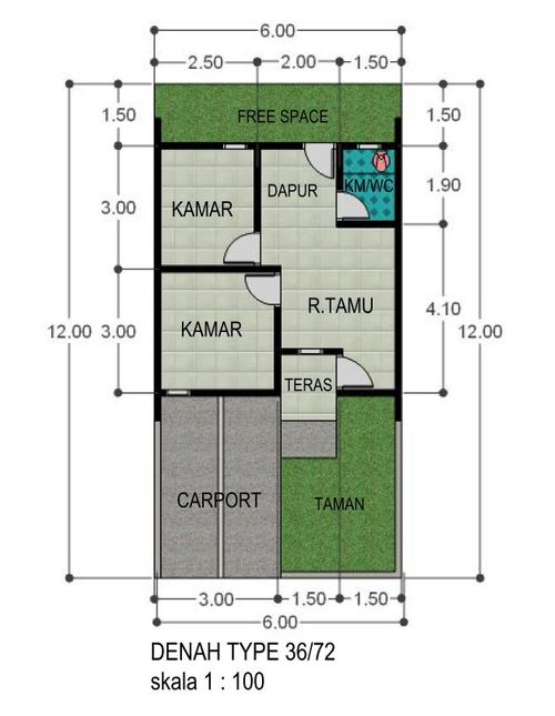 foto denah rumah tipe 36/72 perumahan PERUMAHAN GIRI JAYA ASRI