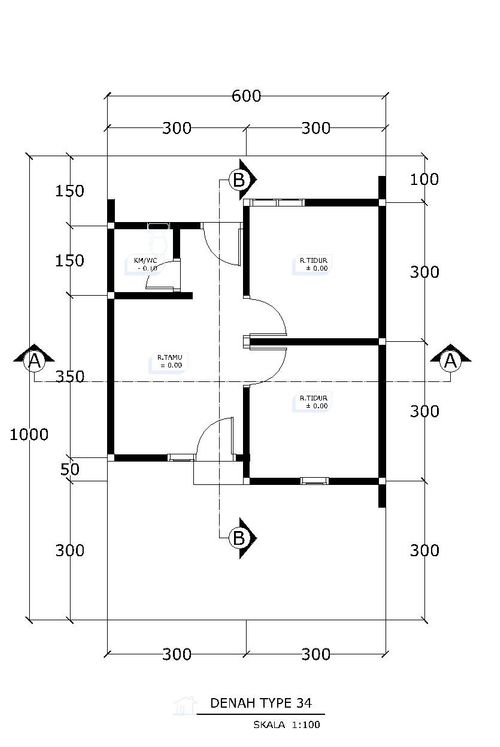 foto denah rumah tipe 34/60 perumahan NEW KRAKSAAN LAND 3