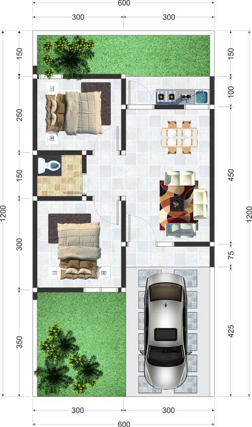 foto denah rumah tipe 36/72 perumahan SANIKA SATYAWADA RESIDENCE