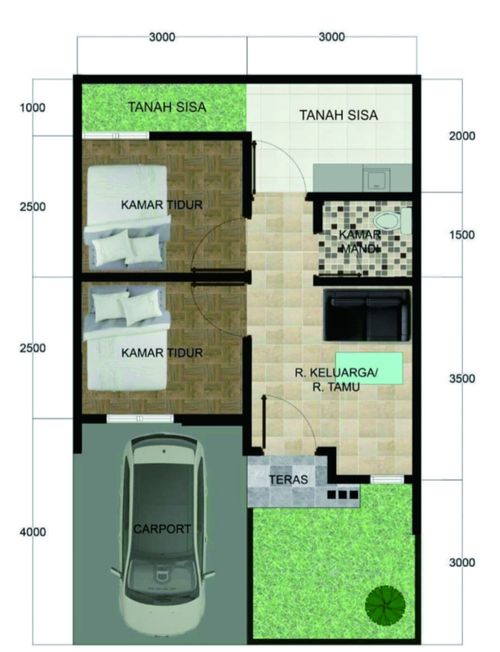 foto denah rumah tipe 30/60 perumahan grand park cipamekar