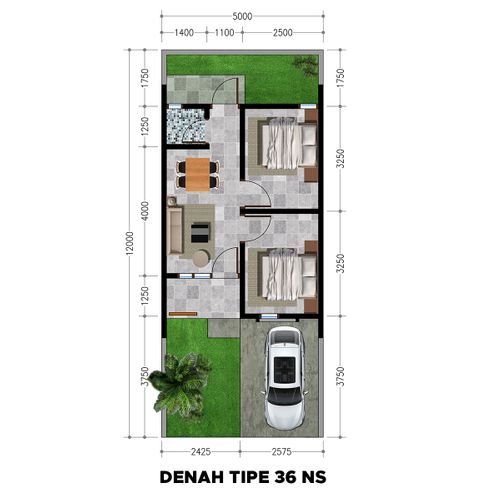 foto denah rumah tipe 36/84 NON SUBSIDI perumahan DEWE RESIDENCE BEJI