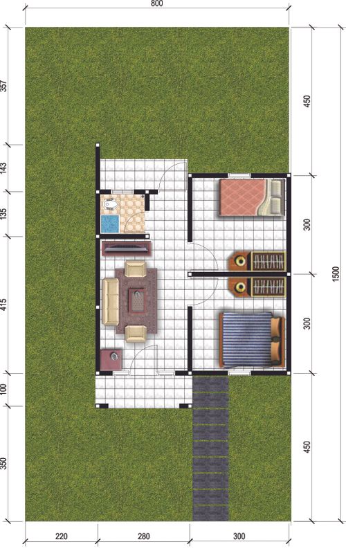 foto denah rumah tipe RST 36 perumahan PERUMNAS SEI AMBAWANG (PERUM V)