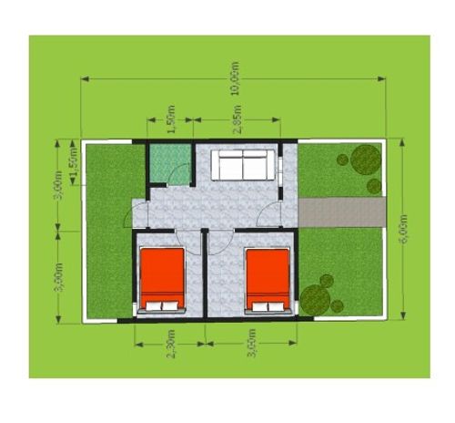foto denah rumah tipe rumah tapak sejahtera perumahan GRAHA ARTHA RESIDENCE (Tahap 1 dan 3)