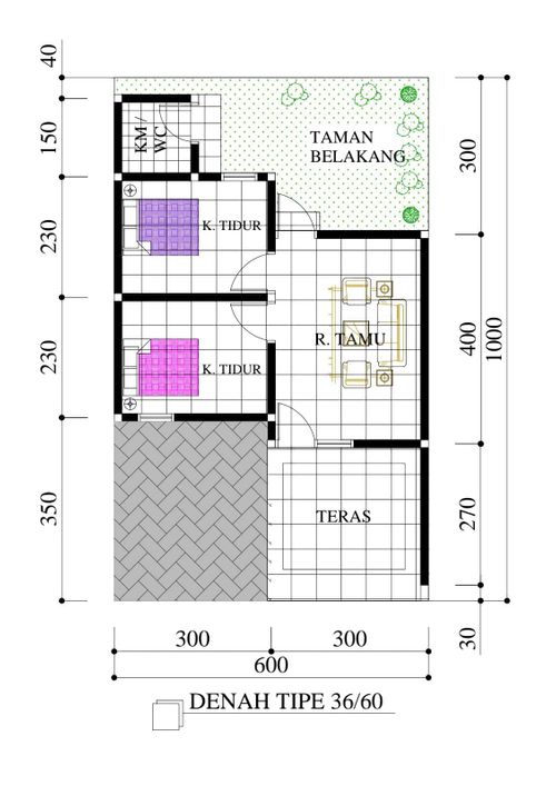 foto denah rumah tipe 36/60 perumahan GRAND KAHURIPAN RESIDENCE