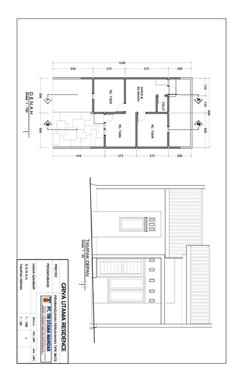 foto denah rumah tipe 36/72 perumahan Griya utama residence