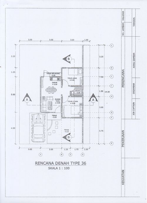 foto denah rumah tipe 36/120 perumahan griya senin karya 2