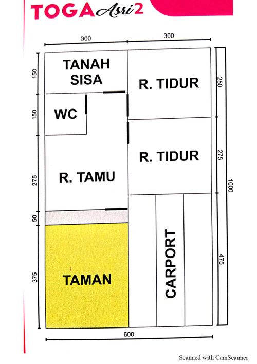foto denah rumah tipe 30/60 perumahan TOGA ASRI 2