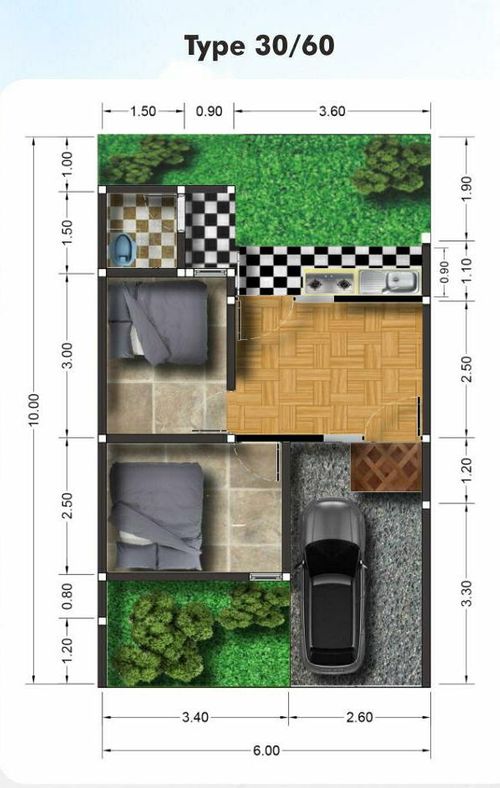 foto denah rumah tipe 30/60 perumahan MARISON REGENCY 3