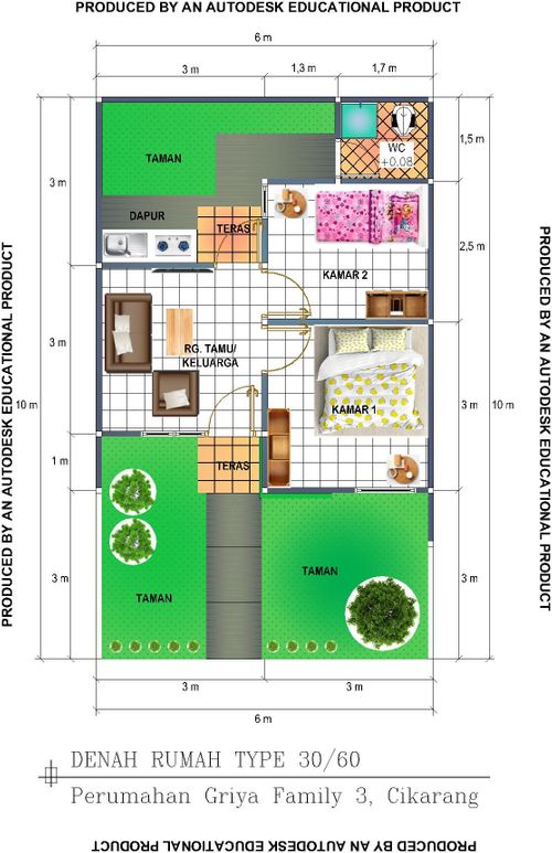foto denah rumah tipe 30/60 perumahan Griya Family 2 Cileungsi 