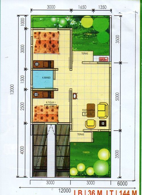 foto denah rumah tipe 36 / 144 perumahan Palima Indah Residence