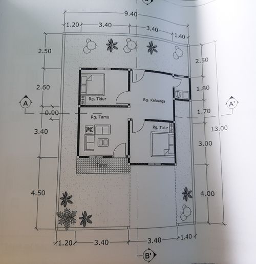 foto denah rumah tipe 45/117 perumahan BUKIT MERPATI PUTIH TAHAP II