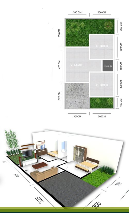 foto denah rumah tipe 36 perumahan Grand Metro Pamengkang