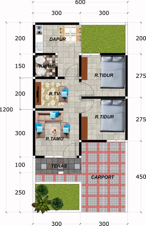 foto denah rumah tipe 45/90 perumahan NEW KRAKSAAN LAND 1