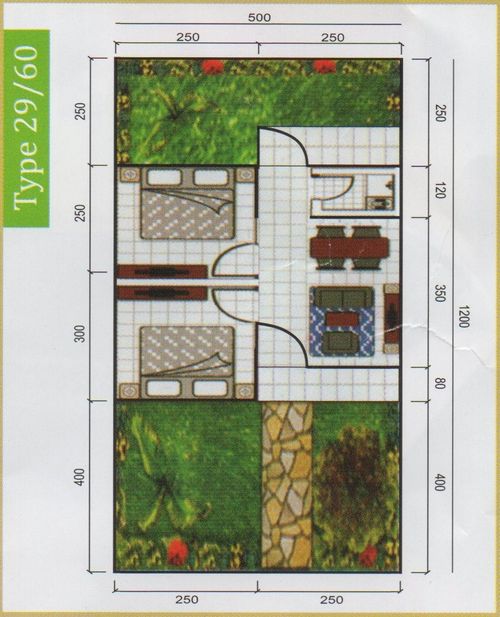 foto denah rumah tipe 29/60 ( 5x12 ) perumahan Bumi Sampurna Indah ( BSI )