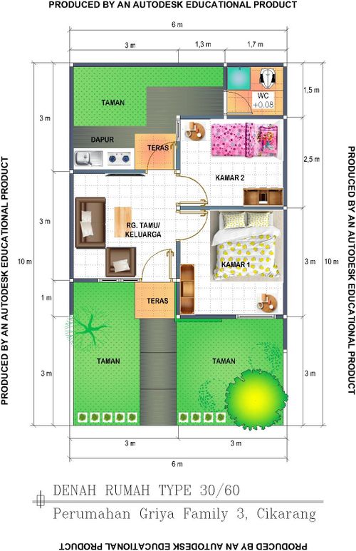 foto denah rumah tipe 30/63 perumahan Griya Family 2 Cileungsi 