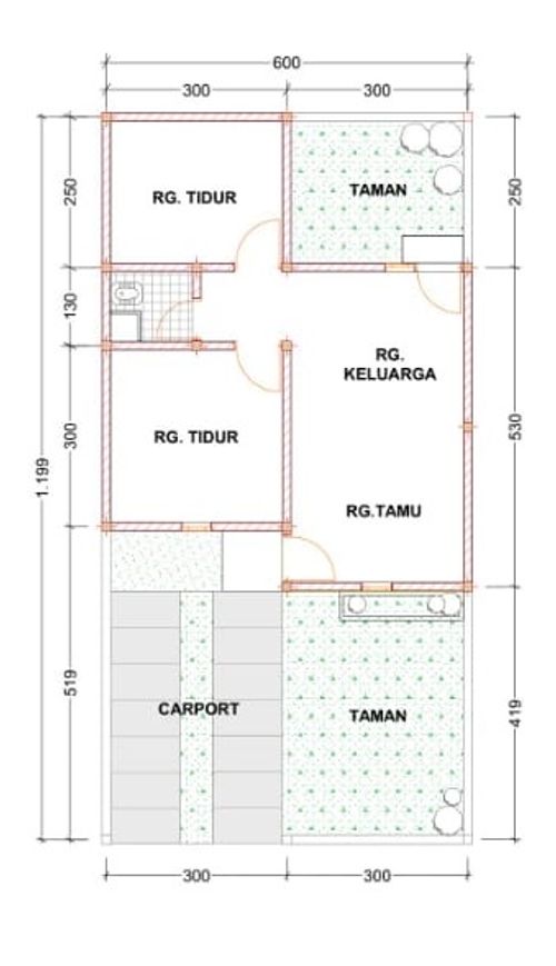 foto denah rumah tipe 36/72 perumahan Bukit Indah Pattallasang