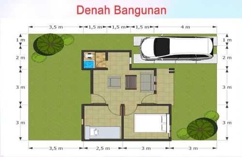foto denah rumah tipe RSH 36 perumahan griya setia permai