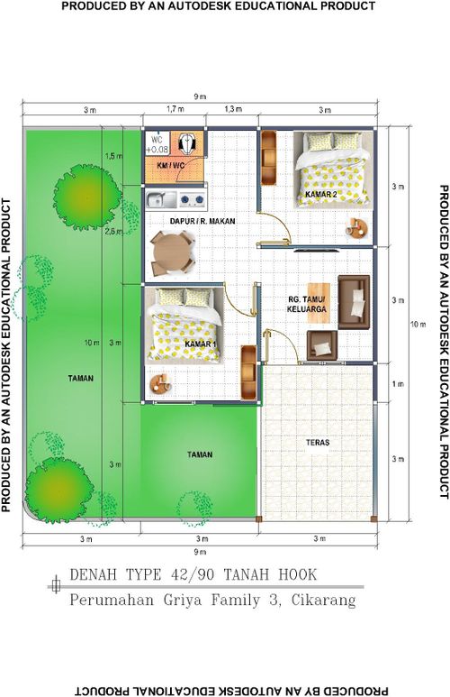 foto denah rumah tipe 36/140 perumahan Griya Family 2 Cileungsi 